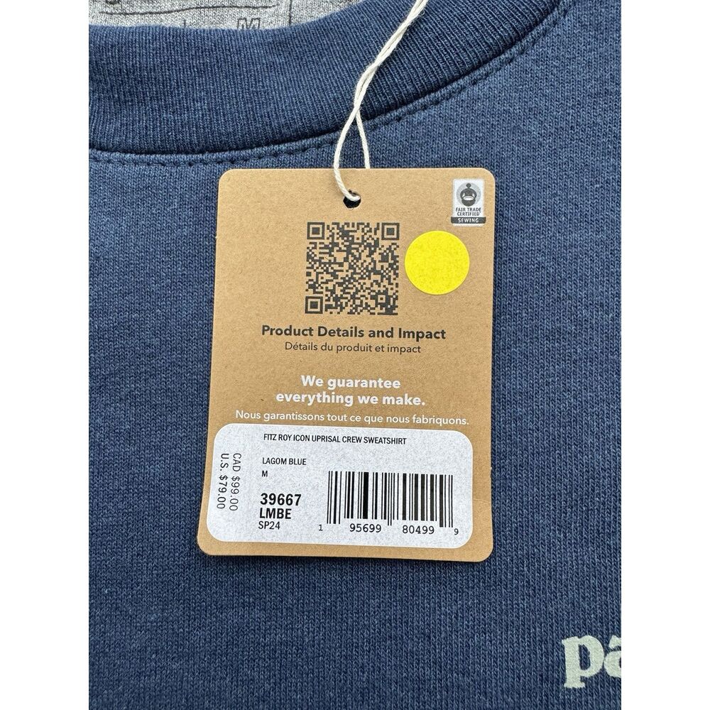 Patagonia Fitz Roy Icon Uprisal Crew Sweatshirt Men’s M / Womens L Blue NWT - Picture 4 of 8
